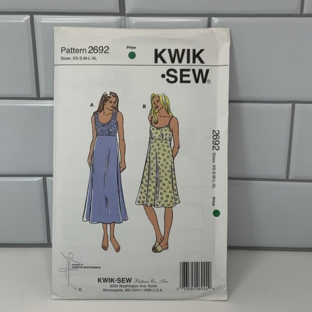 KWIK SEW Pattern 2692, Misses' Nightgowns, Sizes XS - XL , Uncut